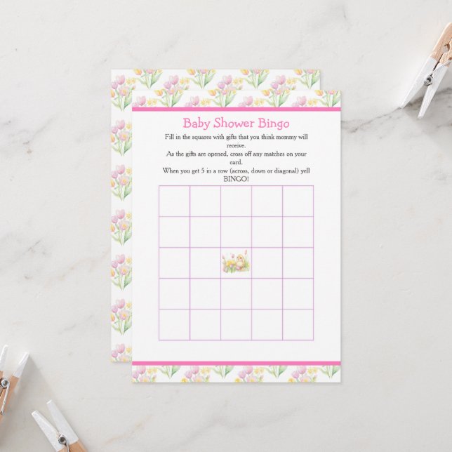 Convites Chá de fraldas Pintinho primavera (Frente/Verso In Situ)