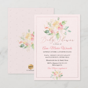 Convites Chá de fraldas PixDezines Watercolor Blush Peas S