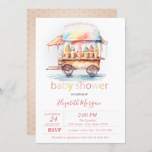 Convites Chá de fraldas pontilhado de sorvetes