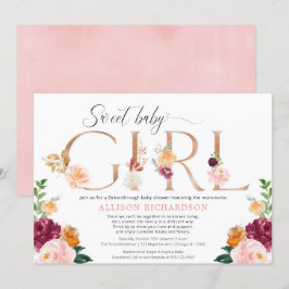 Convites chá de fraldas por , blush de ouro com rosa