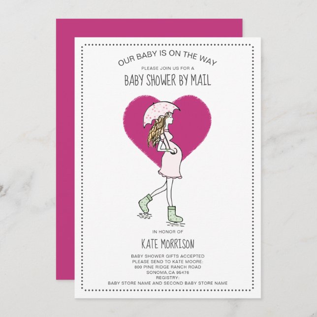 Convites Chá de fraldas por Correio (Frente/Verso)