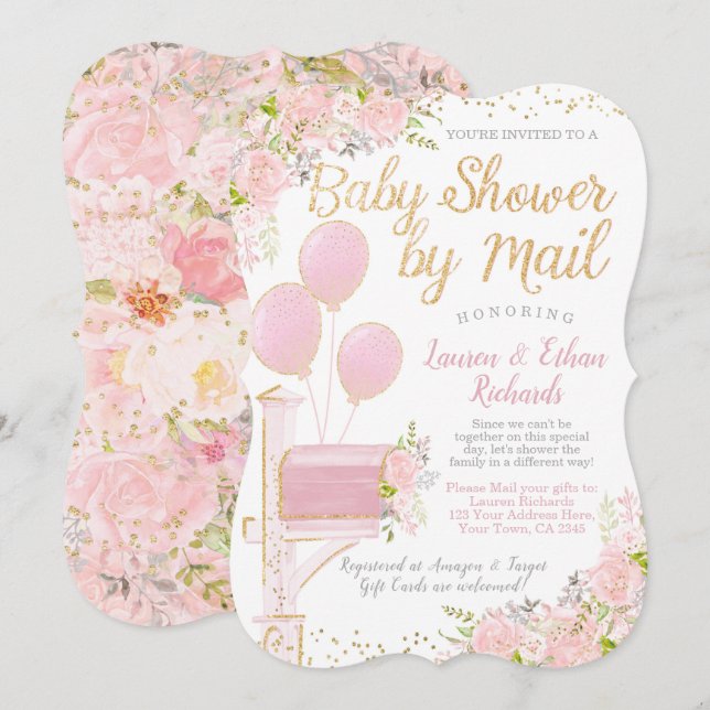 Convites Chá de fraldas por Correio (Frente/Verso)