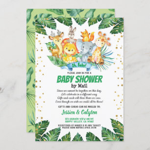 Convites Chá de fraldas por correio dos animais da selva Sa