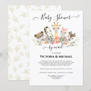 Convites Chá de fraldas por e-mail Bebês Animais com Máscar