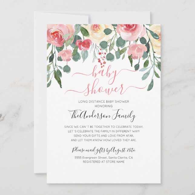 Convites Chá de fraldas por longa distância por email (Frente)