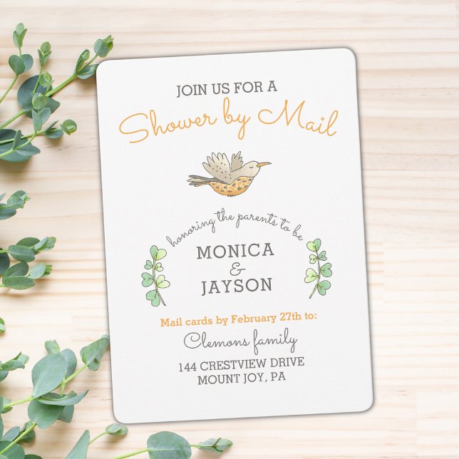 Convites Chá de fraldas por Mail Cute Mama Bird (Baby Shower By Mail Invitation)