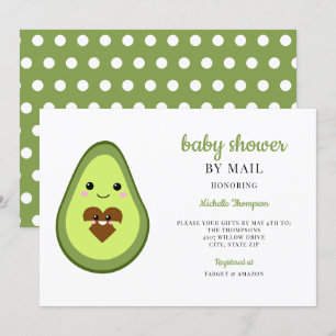 Convites chá de fraldas Por Mail Kawaii Avocado Grávida G