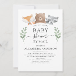 Convites Chá de fraldas Por Mail Woodland Eucalyptus Greene