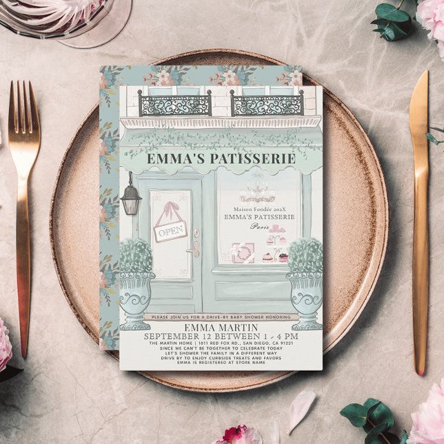 Convites Chá de fraldas por unidade verde da padaria france (Criador carregado)