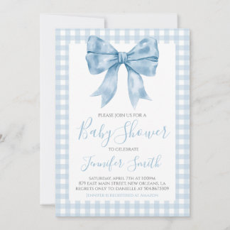 Convites Chá de fraldas Preppy Southern Blue Arco Boy