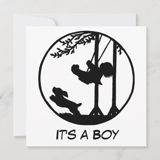 Convites Chá de fraldas preto e branco da arte da silhueta (Frente)