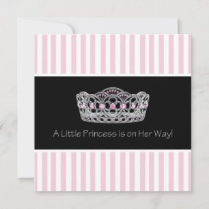Convites Chá de fraldas preto rosa da Princesa Tiara