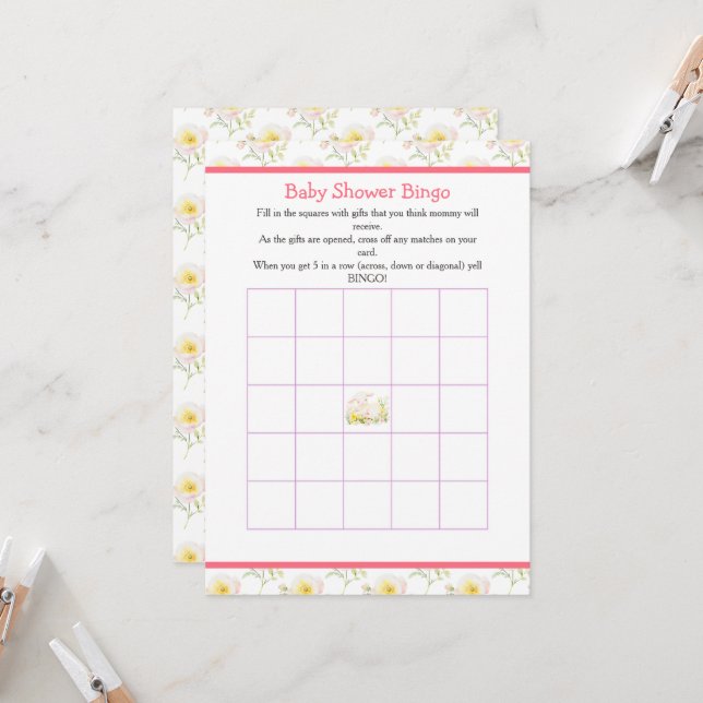 Convites Chá de fraldas primavera (Frente/Verso In Situ)