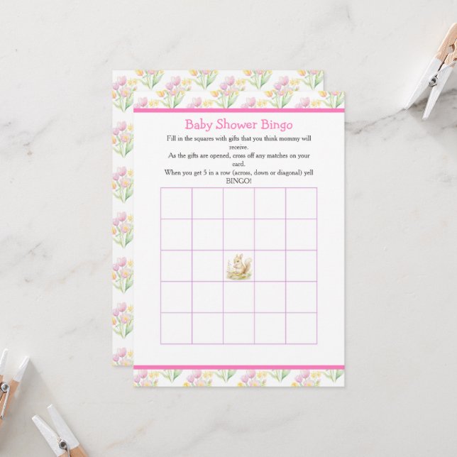 Convites Chá de fraldas primavera (Frente/Verso In Situ)