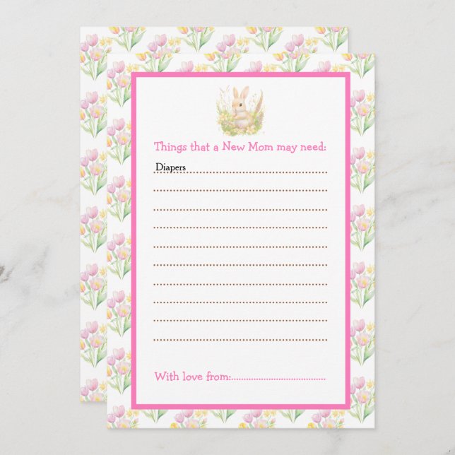 Convites Chá de fraldas primavera (Frente/Verso)