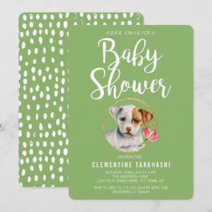 Convites Chá de fraldas Primavera de Cachorro Puppy