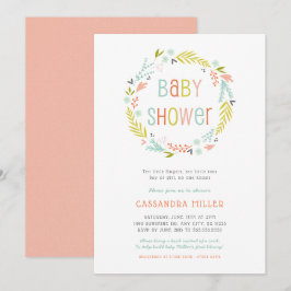 Convites Chá de fraldas primavera Wreath Girl