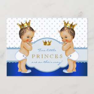 Convites Chá de fraldas Prince Twin Boy