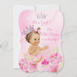 Convites Chá de fraldas princesa floral rosa Tutu Brunette