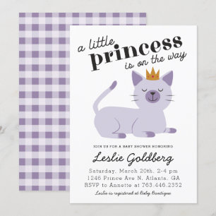 Convites Chá de fraldas Princesa Gato Roxo