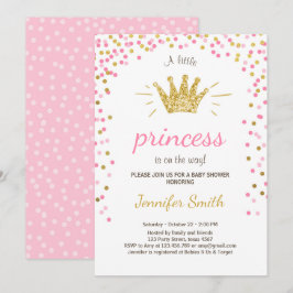 Convites Chá de fraldas Princesa - Lente Dourada Rosa