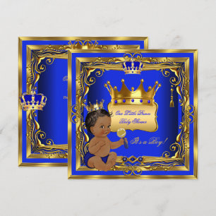 Convites Chá de fraldas Príncipe Americano Azul Dourado
