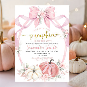 Convites Chá de fraldas Pumpkin Arco Cor-de-rosa