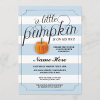 Chá de fraldas Pumpkin Blue Boy Stripe Convidar