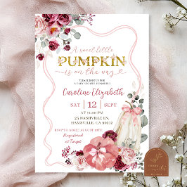 Convites Chá de fraldas Pumpkin Blush and Burgundy Coquette