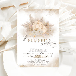 Convites Chá de fraldas Pumpkin Boho Pampas de Queda de Águ
