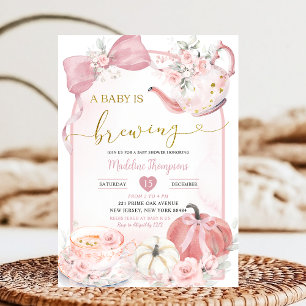Convites Chá de fraldas Pumpkin Boho Rosa