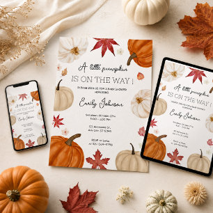 Convites Chá de fraldas Pumpkin de queda personalizado