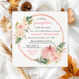 Convites Chá de fraldas Pumpkin Rosa Floral
