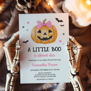 Convites Chá de fraldas Pumpkin Rosa Pequeno Boo Spooky