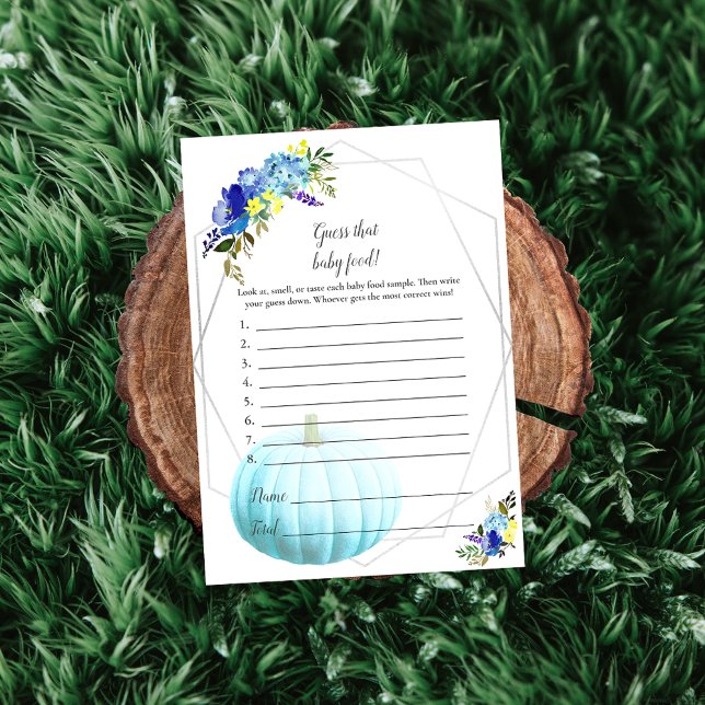 Convites Chá de fraldas Pumpkin Supõe Comida Bebê | Azul (Criador carregado)