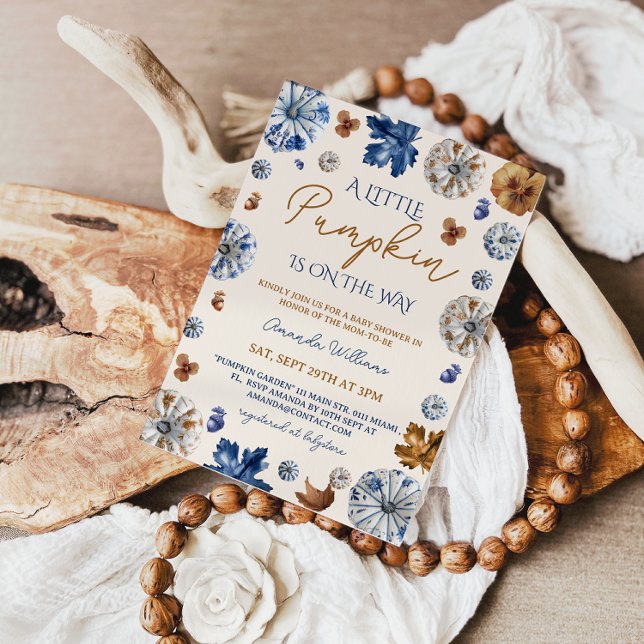 Convites Chá de fraldas Pumpkin Toile de Jouy Blue Terracot (Criador carregado)