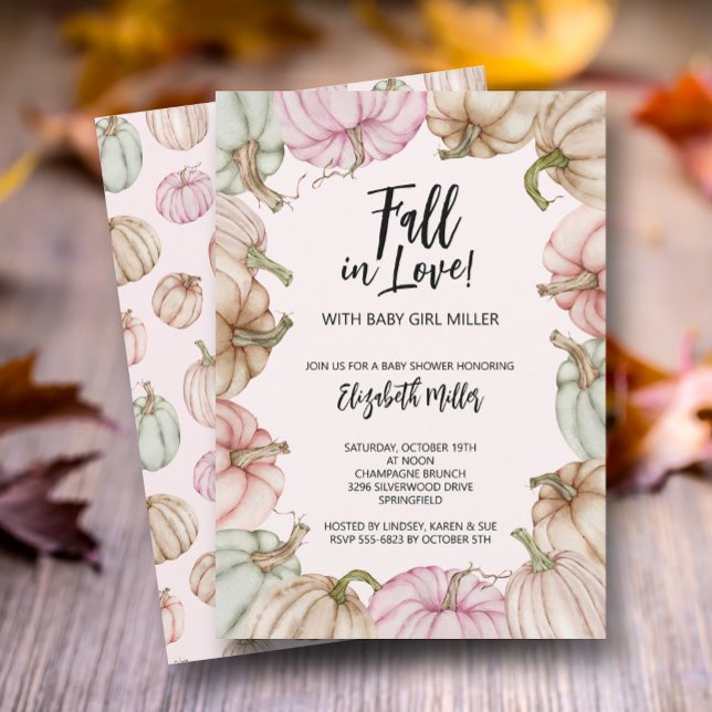 Convites Chá de fraldas Pumpkins Rosa (Criador carregado)