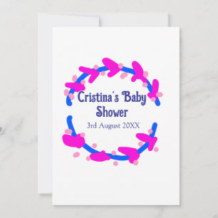 Convites Chá de fraldas púrpura azul, wreath boho add nam
