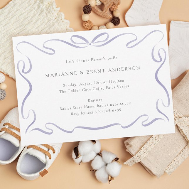 Convites Chá de fraldas Púrpura da Faixa Clássica (Criador carregado)