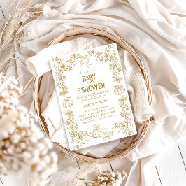 Convites Chá de fraldas Quimoral Dourado Da Abóbora