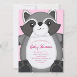 Convites Chá de fraldas Raccoon Rosa
