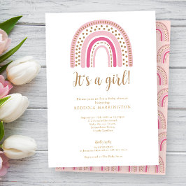 Convites Chá de fraldas Rainbow Boho Rosa