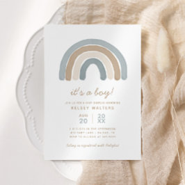 Convites Chá de fraldas Rainbow Boy do Blue Boho Watercolor
