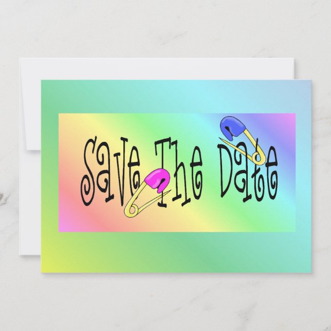 Convites Chá de fraldas Rainbow Pins Invants (Frente)