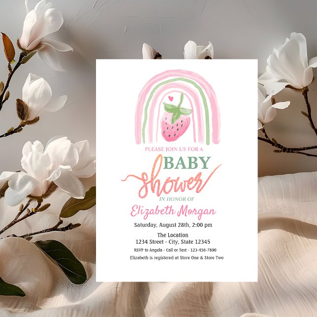 Convites Chá de fraldas Rainbow Strawberry (Criador carregado)