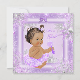 Convites Chá de fraldas Rapariga Inverno Floco de Neve Brun