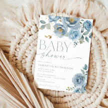 Chá de fraldas-rapaz rosa floral elegante, azul-Du