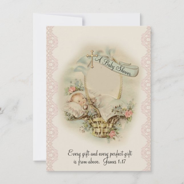 Convites Chá de fraldas religioso católico (Frente)