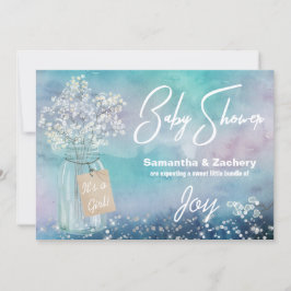 Convites *~* Chá de fraldas respiratório Rustic Mason Jar B