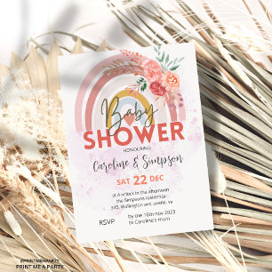 Convites Chá de fraldas retrô Boho Bohemian Grass